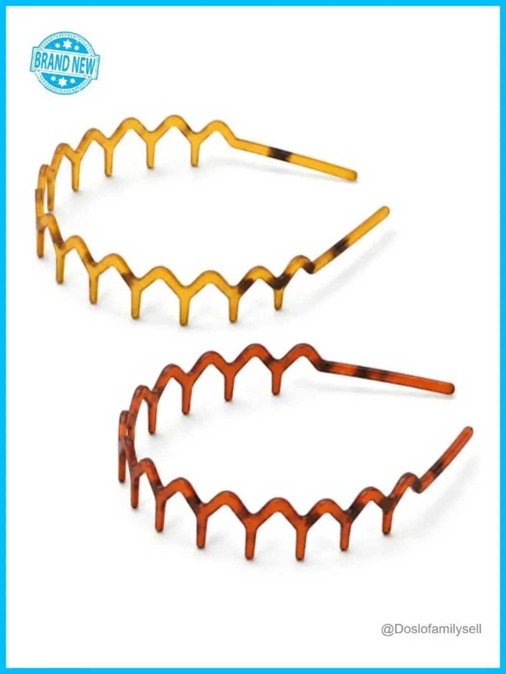 2 Pack Zig Zag Headbands with Comb Teeth, Non Slip for Slick Back Hair, Vintage